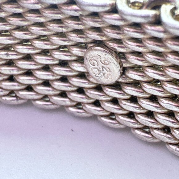 VTG Solid Sterling Silver 925 Heavy Mesh Link Chain Bracelet Size 7.5" Fit - Picture 5 of 9